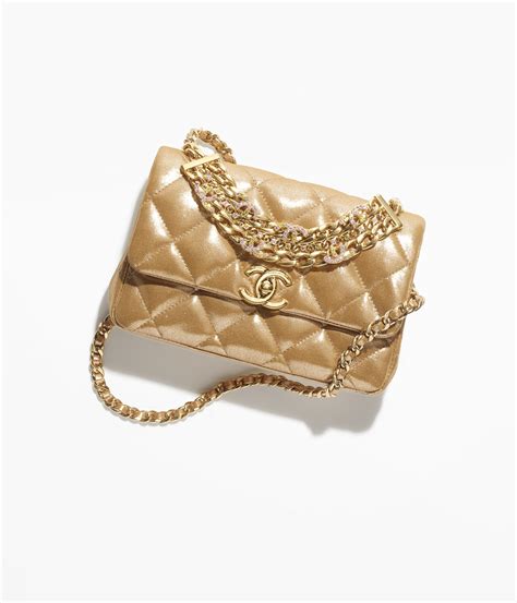chanel metallic calfskin flap bag